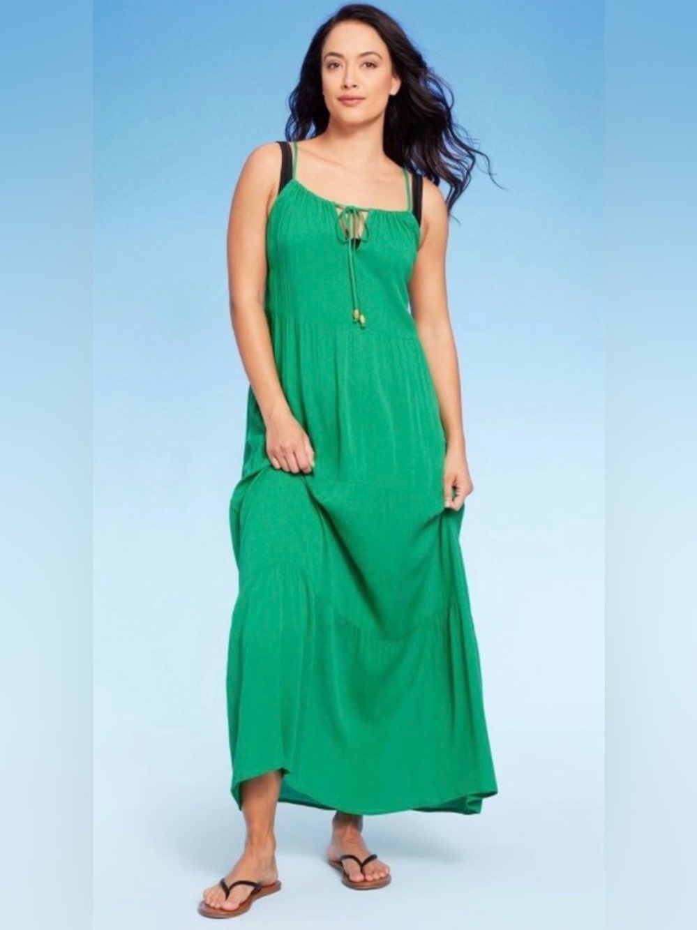 Kona Sol Kelly Green Maxi Coverup Dress, size L